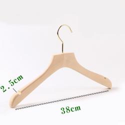 Premium Adult Solid Unfinished/Natural Wood Coat Suit Shirt Jacket Dress Hangers, Wooden Clothes Hangers- 360° Stronger Swivel Hook- Smoothly Cut Notches-1 Pack- Natural Color, 38cm,2.5cm thickness, 10cm hook