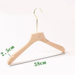 Premium Adult Solid Unfinished/Natural Wood Coat Suit Shirt Jacket Dress Hangers, Wooden Clothes Hangers- 360° Stronger Swivel Hook- Smoothly Cut Notches-1 Pack- Natural Color, 38cm,2.5cm thickness, 15cm hook