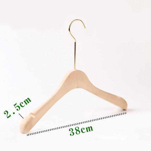 Premium Adult Solid Unfinished/Natural Wood Coat Suit Shirt Jacket Dress Hangers, Wooden Clothes Hangers- 360° Stronger Swivel Hook- Smoothly Cut Notches-1 Pack- Natural Color, 38cm,2.5cm thickness, 15cm hook