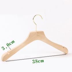 Premium Adult Solid Unfinished/Natural Wood Coat Suit Shirt Jacket Dress Hangers, Wooden Clothes Hangers- 360° Stronger Swivel Hook- Smoothly Cut Notches-1 Pack- Natural Color, 38cm,3cm thickness, 10cm hook