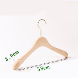 Premium Adult Solid Unfinished/Natural Wood Coat Suit Shirt Jacket Dress Hangers, Wooden Clothes Hangers- 360° Stronger Swivel Hook- Smoothly Cut Notches-1 Pack- Natural Color, 38cm,3cm thickness, 10cm hook