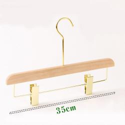 Natural Wood 1 Pack Solid Natural Wooden Pants Skirt Hangers Bottom Hanger for Slacks Trousers Jeans with 2-Adjustable Clips 35cm 15cm hook for Kids