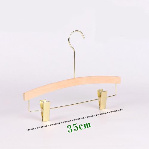 Natural Wood 1 Pack Solid Natural Wooden Pants Skirt Hangers Bottom Hanger for Slacks Trousers Jeans with 2-Adjustable Clips 35cm 15cm hook for Kids