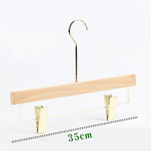 Natural Wood 1 Pack Solid Natural Wooden Pants Skirt Hangers Bottom Hanger for Slacks Trousers Jeans with 2-Adjustable Clips 35cm 15cm hook for Kids