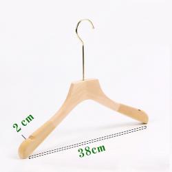 Premium Adult Solid Unfinished/Natural Wood Coat Suit Shirt Jacket Dress Hangers, Wooden Velvet Clothes Hangers- 360° Stronger Swivel Hook- Smoothly Cut Notches-1 Pack- Natural Color, 38cm,2cm thickness, 15cm hook