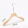 Premium Adult Solid Unfinished/Natural Wood Coat Suit Shirt Jacket Dress Hangers, Wooden Velvet Clothes Hangers- 360° Stronger Swivel Hook- Smoothly Cut Notches-1 Pack- Natural Color, 38cm,2cm thickness, 15cm hook