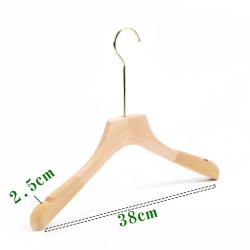 Premium Adult Solid Unfinished/Natural Wood Coat Suit Shirt Jacket Dress Hangers, Wooden Velvet Clothes Hangers- 360° Stronger Swivel Hook- Smoothly Cut Notches-1 Pack- Natural Color, 32cm,2.5cm thickness, 15cm hook