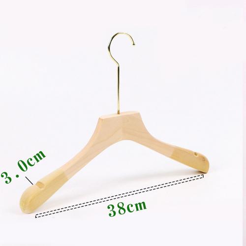 Premium Adult Solid Unfinished/Natural Wood Coat Suit Shirt Jacket Dress Hangers, Wooden Velvet Clothes Hangers- 360° Stronger Swivel Hook- Smoothly Cut Notches-1 Pack- Natural Color, 38cm,3cm thickness, 15cm hook