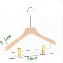 Premium Adult Solid Unfinished/Natural Wood Coat Suit Shirt Jacket Dress Hangers, Wooden Velvet Clothes Hangers- 360° Stronger Swivel Hook- Smoothly Cut Notches-1 Pack- Natural Color, 32cm,2.5cm thickness, 15cm hook