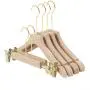 Premium Adult Solid Unfinished/Natural Wood Coat Suit Shirt Jacket Dress Hangers, Wooden Clothes Hangers- 360° Stronger Swivel Hook- Smoothly Cut Notches-3 Pack- Natural Color, 38cm,1.2cm thickness, 10cm hook with anti-slip silicone insert