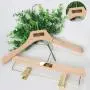 Natural Wood 1 Pack Solid Natural Wooden Pants Skirt Hangers Bottom Hanger for Slacks Trousers Jeans with 2-Adjustable Clips 35cm 15cm hook for Kids