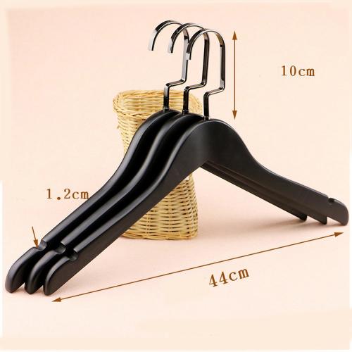 Premium Adult Solid Black Wood Coat Suit Shirt Jacket Dress Hangers, Wooden Clothes Hangers- 360° Stronger Swivel Hook- Smoothly Cut Notches-3 Pack- Black Color, 44cm,1.2cm thickness, 10cm hook