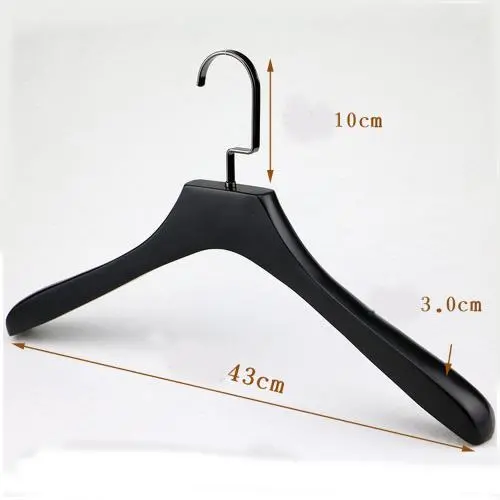 Premium Adult Solid Black Wood Coat Suit Shirt Jacket Dress Hangers, Wooden Clothes Hangers- 360° Stronger Swivel Hook- Smoothly Cut Notches-1 Pack- Black Color, 43cm,3cm thickness, 10cm hook Premium Adult Solid Black Wood Coat Suit Shirt Jacket Dress Hangers, Wooden Clothes Hangers- 360° Stronger Swivel Hook- Smoothly Cut Notches-1 Pack- Black Color, 43cm,3cm thickness, 10cm hook