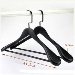 Premium Adult Solid Black Wood Coat Suit Shirt Jacket Dress Hangers, Wooden Clothes Hangers- 360° Stronger Swivel Hook- Smoothly Cut Notches-2 Pack- Black Color, 44.5cm,5.5cm thickness, 10cm hook