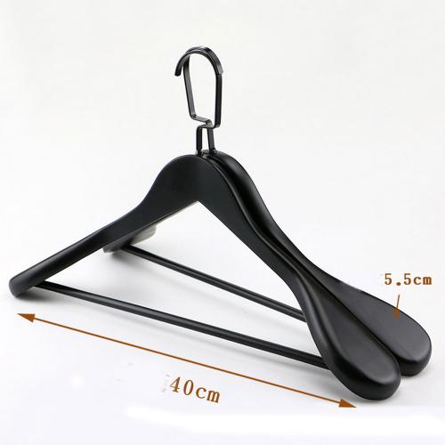 Premium Adult Solid Black Wood Coat Suit Shirt Jacket Dress Hangers, Wooden Clothes Hangers- 360° Stronger Swivel Hook- Smoothly Cut Notches-2 Pack- Black Color, 40cm,5.5cm thickness, 10cm hook