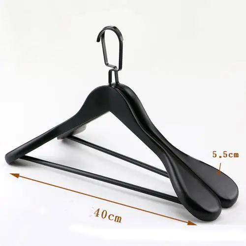 Premium Adult Solid Black Wood Coat Suit Shirt Jacket Dress Hangers, Wooden Clothes Hangers- 360° Stronger Swivel Hook- Smoothly Cut Notches-2 Pack- Black Color, 40cm,5.5cm thickness, 10cm hook Premium Adult Solid Black Wood Coat Suit Shirt Jacket Dress Hangers, Wooden Clothes Hangers- 360° Stronger Swivel Hook- Smoothly Cut Notches-2 Pack- Black Color, 40cm,5.5cm thickness, 10cm hook