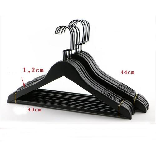 Premium Adult Solid Black Wood Coat Suit Shirt Jacket Dress Hangers, Wooden Clothes Hangers- 360° Stronger Swivel Hook- Smoothly Cut Notches-6 Pack- Black Color, 44cm,and 40cm, 1.2cm thickness, 10cm hook