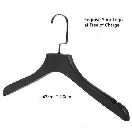 1pcs Black Wooden Suit Hangers with Precisely Cut Notches & 360 Degree Swivel Chrome Hook Natural Finish Super Sturdy and Durable Wooden Hangers for Dress Clothes Coats Jackets Pants Shirts Skirt with free of charge custimization logo