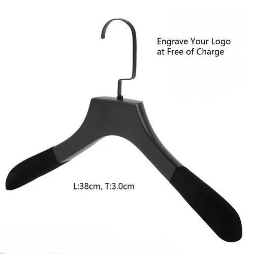 1pcs Black Wooden Suit Hangers with Precisely Cut Notches & 360 Degree Swivel Chrome Hook Natural Finish Super Sturdy and Durable Wooden Hangers for Dress Clothes Coats Jackets Pants Shirts Skirt with free of charge custimization logo