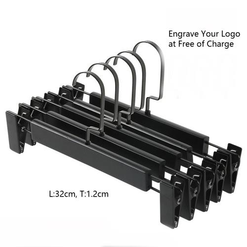 Black Hangers, Wooden Skirt Hangers with Adjustable Clips, Sturdy and Durable Suit Pants Clothes Hangers,Extra Smoothly Cut Notches,5 Pcs Long Lasting Clothes Hangers, free of charge customization logo