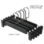 Black Hangers, Wooden Skirt Hangers with Adjustable Clips, Sturdy and Durable Suit Pants Clothes Hangers,Extra Smoothly Cut Notches,5 Pcs Long Lasting Clothes Hangers, free of charge customization logo