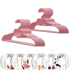 30 Pack Children Hangers with 6 Pcs Baby Closet Dividers, Heavy Duty Pink Plastic Hangers Set for Kids and Baby Clothes