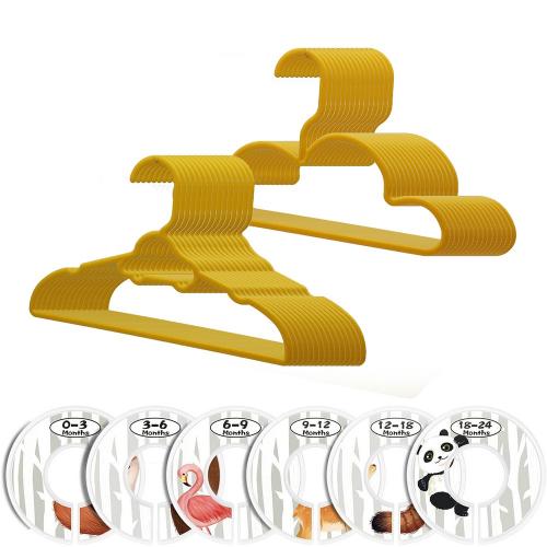 30 Pack Children Hangers with 6 Pcs Baby Closet Dividers, Heavy Duty Yellow Plastic Hangers Set for Kids and Baby Clothes 30 Pack Children Hangers with 6 Pcs Baby Closet Dividers, Heavy Duty Yellow Plastic Hangers Set for Kids and Baby Clothes