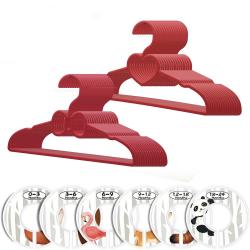 30 Pack Children Hangers with 6 Pcs Baby Closet Dividers, Heavy Duty Red Plastic Hangers Set for Kids and Baby Clothes