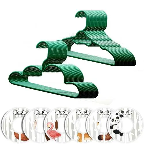 30 Pack Children Hangers with 6 Pcs Baby Closet Dividers, Heavy Duty Green Plastic Hangers Set for Kids and Baby Clothes 30 Pack Children Hangers with 6 Pcs Baby Closet Dividers, Heavy Duty Green Plastic Hangers Set for Kids and Baby Clothes