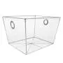 3 SETS OF SILVER STEEL FRAMEFORK COMPLETELY CLEAR INVISIBLE STORAGE BINS / TAPERED TOTES