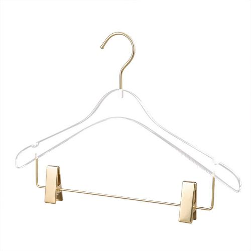 10mm thickness Round Top Clear Acrylic Skirt Pant Hangers with bar and Clips for women, Stylish Clothes Hanger with Gold Hooks - Coat Hanger for Dress, Suit - Closet Organizer Adult Hangers - Cloth Hangers