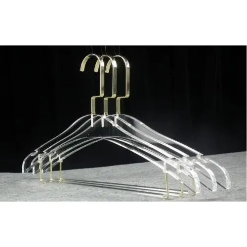 Clear Acrylic Skirt Pant Hangers with bar and Clips for man, Stylish Clothes Hanger with Gold Hooks - Coat Hanger for Dress, Suit - Closet Organizer Adult Hangers - Cloth Hangers