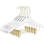 10mm ,14mm thickness Round Top Clear Acrylic Skirt Pant Hangers with bar and Clips for women, Stylish Clothes Hanger with Gold Hooks - Coat Hanger for Dress, Suit - Closet Organizer Adult Hangers - Cloth Hangers 1pcs