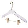 10mm ,14mm thickness Round Top Clear Acrylic Skirt Pant Hangers with bar and Clips for women, Stylish Clothes Hanger with Gold Hooks - Coat Hanger for Dress, Suit - Closet Organizer Adult Hangers - Cloth Hangers 1pcs