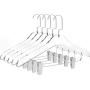 5pcs Round Top Clear Acrylic Skirt Pant Hangers with bar and Clips for women, Stylish Clothes Hanger with Silver Hooks - Coat Hanger for Dress, Suit - Closet Organizer Adult Hangers - Cloth Hangers