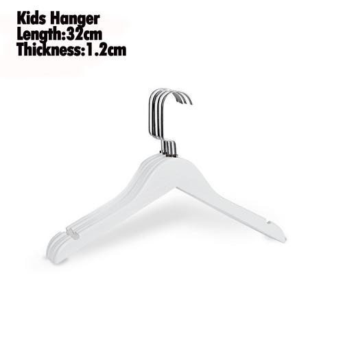 Kids Baby Children Toddler White Wooden Shirt Coat Hangers with Notches and Anti-Rust Chrome Hook, Black Hook, Silver Hook, Gold Hook