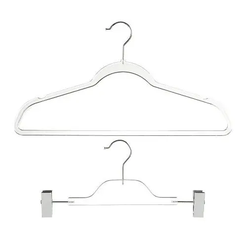 NEW EXCLUSIVE INNOVATION Clear Plastic Hanger Combo: COMPLETELY CLEAR, Space Saving, INVISIBLE HANGERS, Ultra-Thin ACRYLIC HANGERS, CHROME Hooks, Set of 10