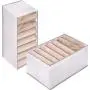 2 Pcs Wardrobe Clothes Organizer with Support Board- Foldable Mesh Closet Storage Large 7 Grids Divider Drawer Organizers Washable Compartment Storage Box for Jeans T-shirt Pants Legging (M-7Grids) 2 Pcs Wardrobe Clothes Organizer with Support Board- Foldable Mesh Closet Storage Large 7 Grids Divider Drawer Organizers Washable Compartment Storage Box for Jeans T-shirt Pants Legging (M-7Grids)