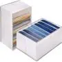2 Pcs Wardrobe Clothes Organizer with Support Board- Foldable Mesh Closet Storage Large 7 Grids Divider Drawer Organizers Washable Compartment Box for Jeans T-shirt Pants Legging (L-7Grids), White 2 Pcs Wardrobe Clothes Organizer with Support Board- Foldable Mesh Closet Storage Large 7 Grids Divider Drawer Organizers Washable Compartment Box for Jeans T-shirt Pants Legging (L-7Grids), White