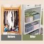 Wardrobe Clothes Organizer, TIGARI Clothes Drawer Organizer, Clothing Organizer, Drawer Dividers for Clothes, Mesh Separation Box for Thin Jeans, Trousers, T-shirts, Skirts (Gray)