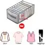 Wardrobe Clothes Organizer, 9 Grid Washable T-Shirt Drawer Organizer with Compartment Storage Box,Foldable Drawer Closet Clothing Organizer Basket for T-Shirt,Set of 2 (Grey with Handle)