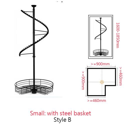 Wardrobe Rack with steel basket, Shape S, 360 Degree Rotation, Adjustable Height, Large Size and Small Size, Champagne and Black Color