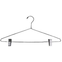 Pillowtex Deluxe Chrome Metal Suit Closet Clothes Hangers w/Clips - Set of 10