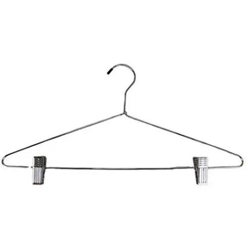 Pillowtex Deluxe Chrome Metal Suit Closet Clothes Hangers w/Clips - Set of 10 Pillowtex Deluxe Chrome Metal Suit Closet Clothes Hangers w/Clips - Set of 10
