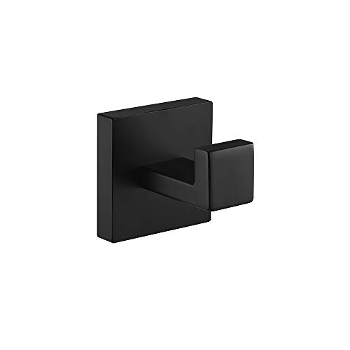 Durafe Square Robe Hook Stainless Steel 304 Bathroom Single Bath Towel Hook Clothes Hanger Wall Mounted, Matte Black Durafe Square Robe Hook Stainless Steel 304 Bathroom Single Bath Towel Hook Clothes Hanger Wall Mounted, Matte Black