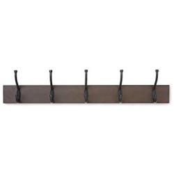 AmazonBasics Wall Mounted Standard Coat Rack, 5 Hooks, Set of 2, Espresso