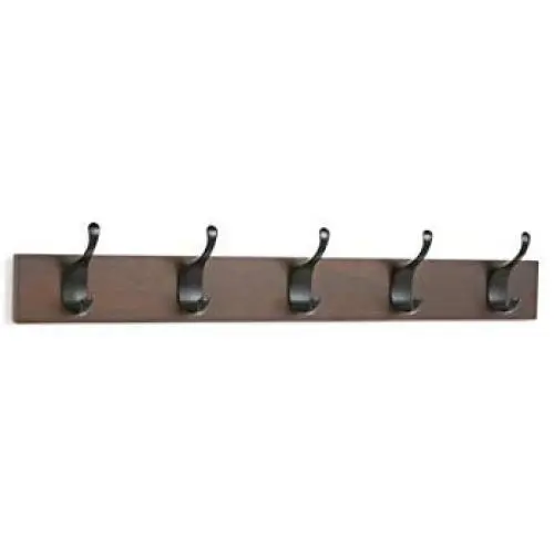 AmazonBasics Wall Mounted Coat Rack, 5 Modern Hooks, Set of 2, Walnut AmazonBasics Wall Mounted Coat Rack, 5 Modern Hooks, Set of 2, Walnut