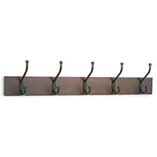 AmazonBasics Wall Mounted Coat Rack, 5 Standard Hooks, Set of 2, Walnut AmazonBasics Wall Mounted Coat Rack, 5 Standard Hooks, Set of 2, Walnut