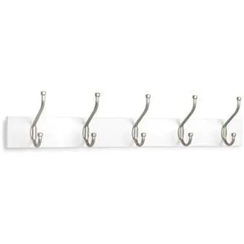 AmazonBasics Wall Mounted Standard Coat Rack, 5 Hooks, Set of 2, White