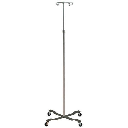 IV Stand - Deluxe aluminum IV stand with 4 prong hanger, 5 leg (17" diameter) cast iron base (for greater stability) and 1 1/2" diameter heavy duty ball bearing casters. Locking clutch nut provides for full range of adjustment from 46" through
